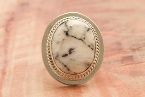 Genuine White Buffalo Turquoise Native American Ring